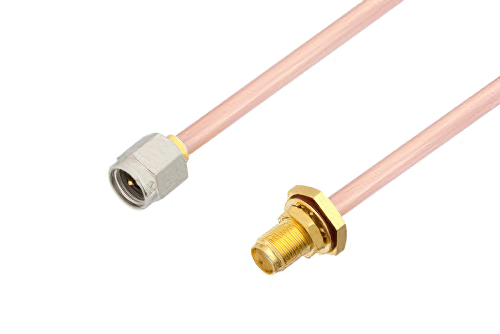 SMA Male to SMA Female Bulkhead Cable Using RG402 Coax, RoHS