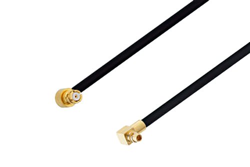 SMP Female Right Angle to MMCX Plug Right Angle Cable Using PE-SR405FLJ Coax