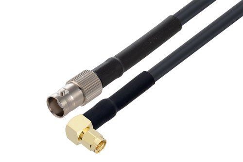 BNC Female to SMA Male Right Angle Low Loss Cable Using LMR-240 Coax with HeatShrink