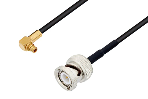 MMCX Plug Right Angle to BNC Male Cable Using RG174 Coax with HeatShrink