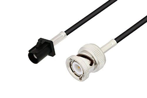 Black FAKRA Plug to BNC Male Cable Using RG174 Coax