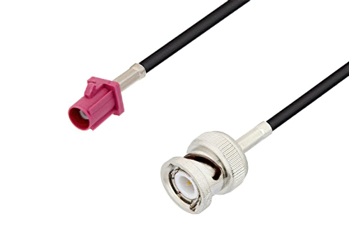 Violet FAKRA Plug to BNC Male Cable Using RG174 Coax