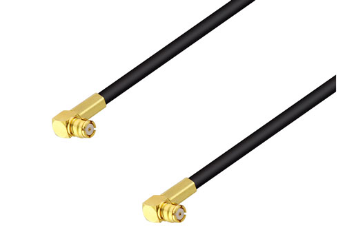 Push-On SMP Female Right Angle to Push-On SMP Female Right Angle Low Loss Cable 100 CM Length Using LMR-100 Coax with 180 Deg. Clock