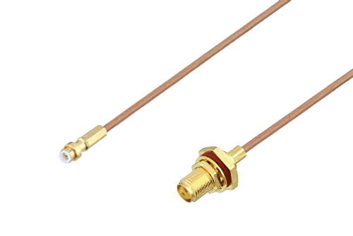 Snap-On MMBX Plug to SMA Female Bulkhead Cable Using RG178 Coax