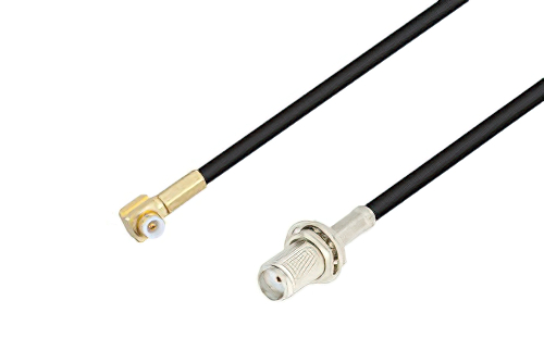 Snap-On MMBX Plug Right Angle to SMA Female Bulkhead Cable Using RG174 Coax