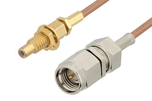 SMA Male to SSMC Jack Bulkhead Cable 6 Inch Length Using RG178 Coax