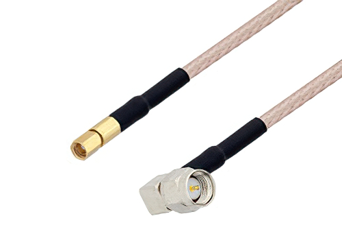 SSMC Plug to SMA Male Right Angle Cable Using RG316-DS Coax with HeatShrink