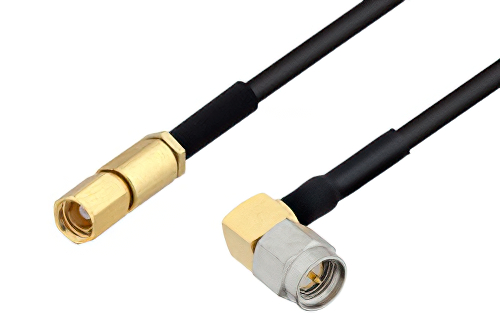 SMA Male Right Angle to SSMC Plug Cable Using PE-SR405FLJ Coax