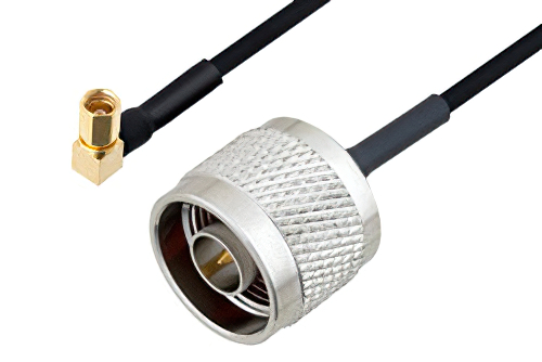 N Male to SSMC Plug Right Angle Cable Using PE-SR405FLJ Coax