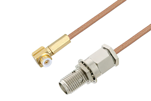 Snap-On MMBX Plug Right Angle to SMA Female Bulkhead Cable Using RG178 Coax