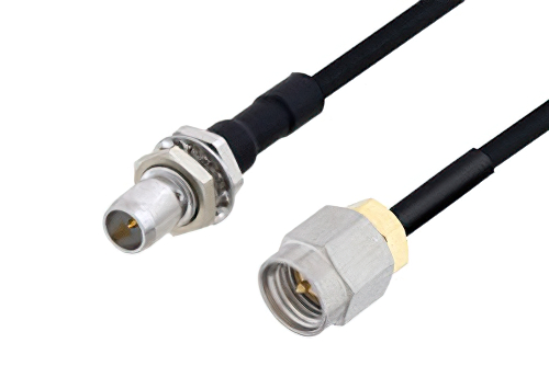 Slide-On BMA Plug Bulkhead to SMA Male Cable Using PE-SR405FLJ Coax