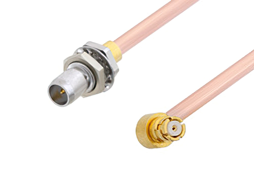 Slide-On BMA Plug Bulkhead to SMP Female Right Angle Cable Using RG405 Coax