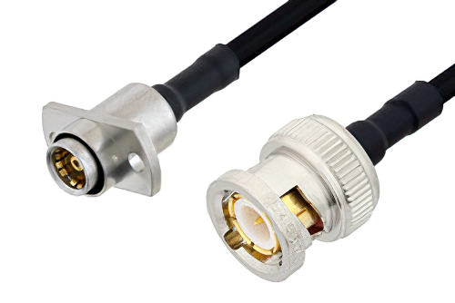 Slide-On BMA Jack 2 Hole Flange to BNC Male Cable Using PE-SR402FLJ Coax