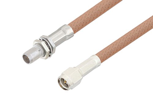 Slide-On BMA Plug Bulkhead to SMA Male Cable Using RG400 Coax