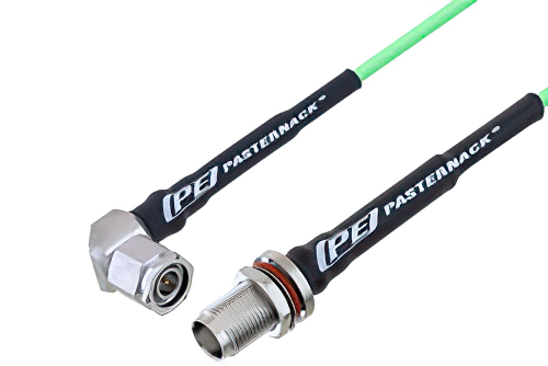 TNC Male Right Angle to TNC Female Bulkhead Low Loss Cable Using PE-P160LL Coax