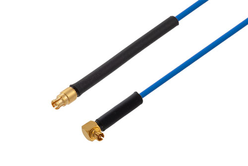 Mini SMP Female to Mini SMP Female Right Angle Cable Using PE-P047 Coax