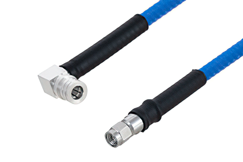 Plenum QMA Male Right Angle to SMA Male Low PIM Cable Using SPP-250-LLPL Coax , LF Solder
