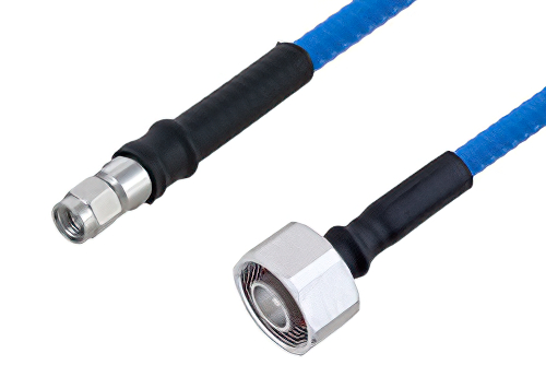 Plenum 4.1/9.5 Mini DIN Male to SMA Male Low PIM Cable Using SPP-250-LLPL Coax , LF Solder
