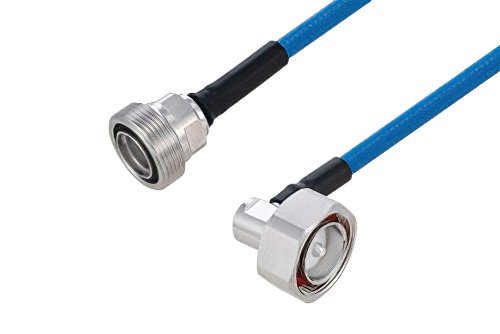 Plenum 7/16 DIN Male Right Angle to 7/16 DIN Female Low PIM Cable Using SPP-250-LLPL Coax Using Times Microwave Parts