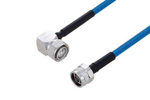 Plenum 4.3-10 Male Right Angle to N Male Low PIM Cable Using SPP-250-LLPL Coax Using Times Microwave Parts