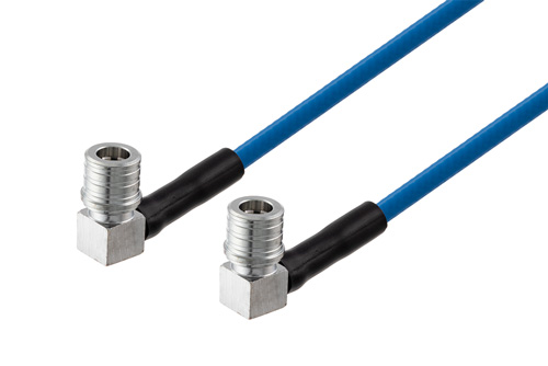 QMA Male Right Angle to QMA Male Right Angle Low PIM Cable Using TFT-402 Coax Using Times Microwave Components