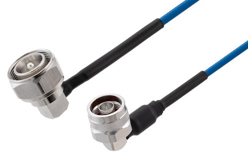 4.3-10 Male Right Angle to N Male Right Angle Low PIM Cable Using TFT-402 Coax Using Times Microwave Components