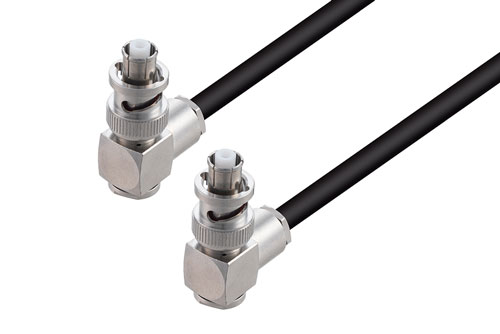 SHV Plug Right Angle to SHV Plug Right Angle Cable 36 Inch Length Using 75 Ohm RG59 Coax