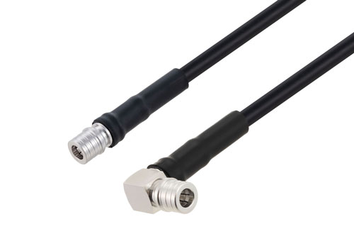 QD QMA Male to QMA Male Right Angle Low Loss Cable Using TCOM-240 Coax with Times Microwave Components