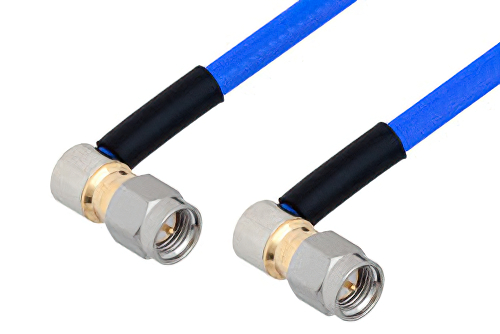 SMA Male Right Angle to SMA Male Right Angle Cable Using PE-141FLEX Coax, RoHS
