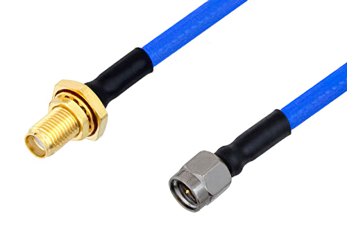 SMA Female Bulkhead to SMA Male Cable Using PE-141FLEX Coax, RoHS