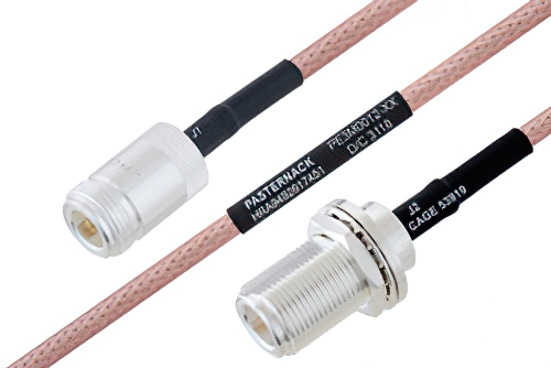 MIL-DTL-17 N Female to N Female Bulkhead Cable Using M17/60-RG142 Coax