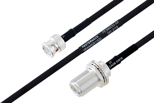 MIL-DTL-17 BNC Male to N Female Bulkhead Cable Using M17/84-RG223 Coax