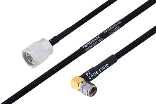 MIL-DTL-17 N Male to SMA Male Right Angle Cable Using M17/84-RG223 Coax