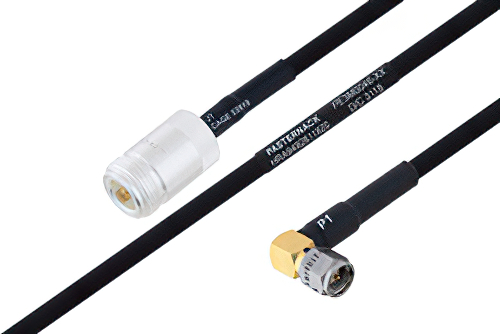 MIL-DTL-17 N Female to SMA Male Right Angle Cable Using M17/84-RG223 Coax