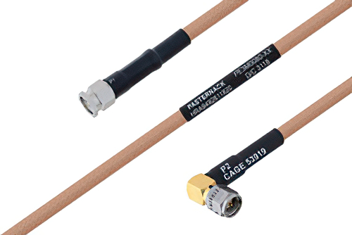 MIL-DTL-17 SMA Male to SMA Male Right Angle Cable Using M17/128-RG400 Coax