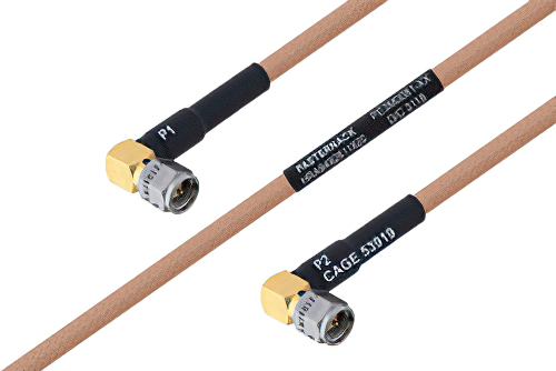 MIL-DTL-17 SMA Male Right Angle to SMA Male Right Angle Cable Using M17/128-RG400 Coax