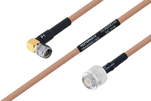 MIL-DTL-17 SMA Male Right Angle to TNC Male Cable Using M17/128-RG400 Coax