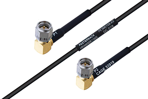 MIL-DTL-17 SMA Male Right Angle to SMA Male Right Angle Cable Using M17/119-RG174 Coax