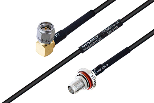 MIL-DTL-17 SMA Male Right Angle to SMA Female Bulkhead Cable Using M17/119-RG174 Coax