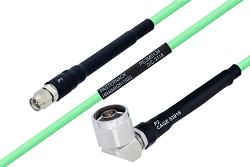 Temperature Conditioned SMA Male to N Male Right Angle Low Loss Cable Using PE-P142LL Coax