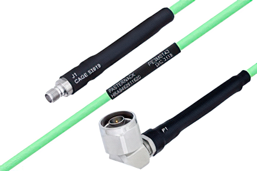 Temperature Conditioned SMA Female to N Male Right Angle Low Loss Cable Using PE-P142LL Coax