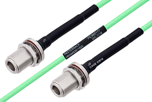 Temperature Conditioned N Female Bulkhead to N Female Bulkhead Low Loss Cable Using PE-P142LL Coax