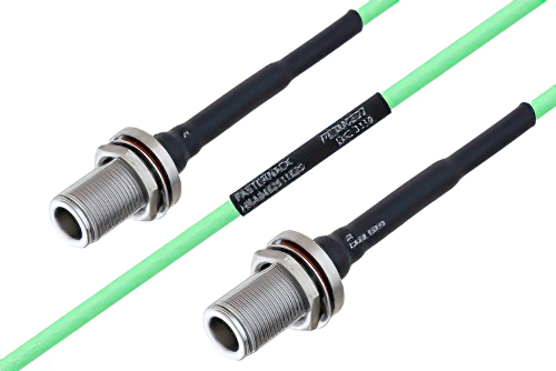 Temperature Conditioned N Female Bulkhead to N Female Bulkhead Low Loss Cable Using PE-P160LL Coax