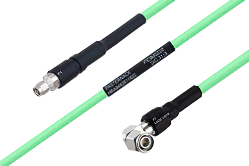 Temperature Conditioned SMA Male to TNC Male Right Angle Low Loss Cable Using PE-P300LL Coax