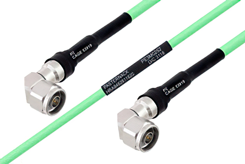 Temperature Conditioned N Male Right Angle to N Male Right Angle Low Loss Cable Using PE-P300LL Coax