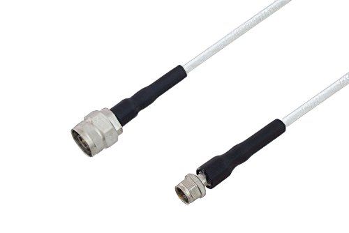 75 Ohm N Male to 75 Ohm F Male Low Frequency Cable Using 75 Ohm PE-SF200LL75 Coax, RoHS