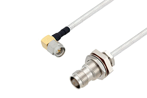 SMA Male Right Angle to TNC Female Bulkhead Cable Using PE-SR402FL Coax