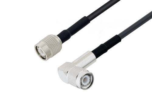 TNC Male to TNC Male Right Angle Low Loss Cable 60 Inch Length Using LMR-200 Coax with HeatShrink