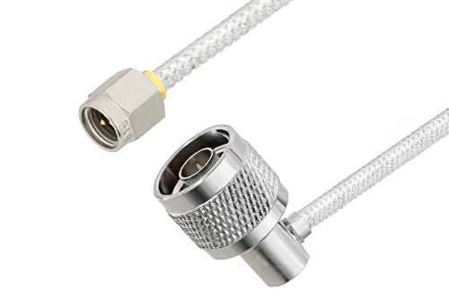 SMA Male to N Male Right Angle Cable Using PE-SR402FL Coax