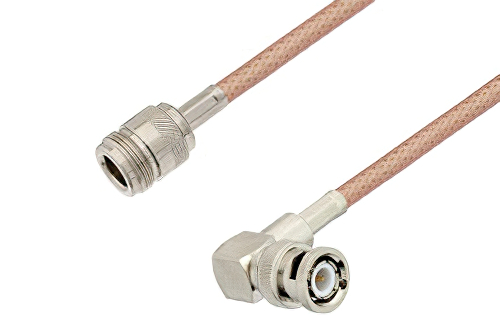 N Female to BNC Male Right Angle Cable Using PE-P195 Coax